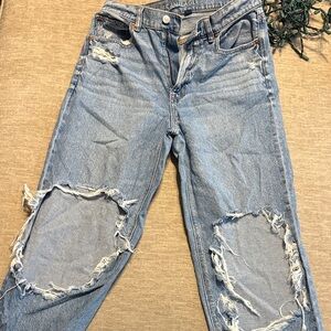 American Eagle Outfitters Women's Ripped Light Blue Boyfriend Jeans